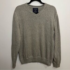 Vintage American Eagle Outfitters Men's Gray V Neck Sweater 100% Cotton Classic